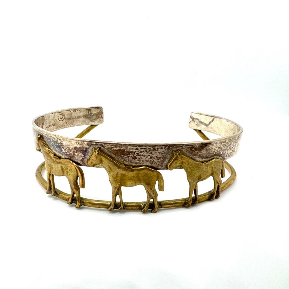 Courtney Peterson Sterling Silver Horse Cuff Bracelet Western Artisan